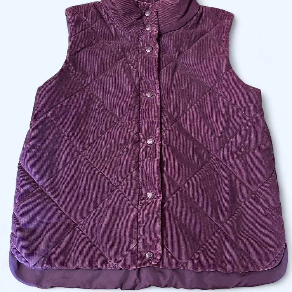 VTG Columbia Reversible Quilted Corduroy Vest Purple Puffer XL Vtg Y2K